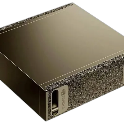 The NVIDIA DGX Spark, a compact gold desktop AI computer